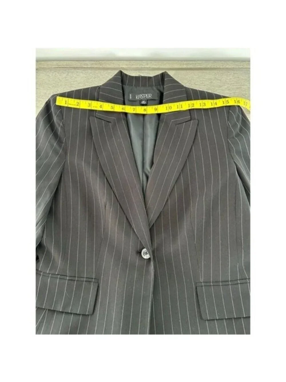 Kasper Petite 2-Piece Skirt Suit - Black & Pink Stripe with Lace Size 12P